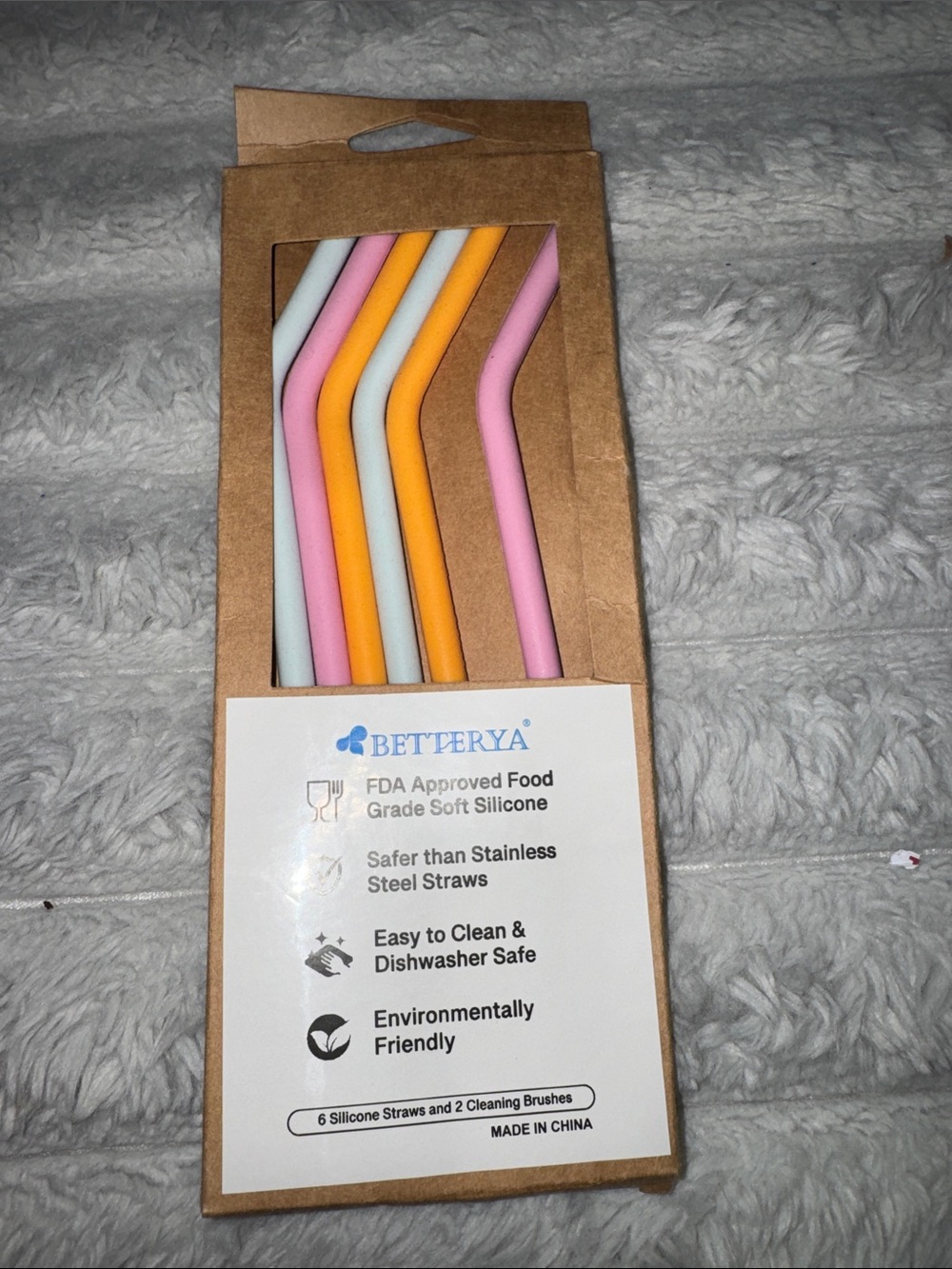 Silicone Reusable Straws - Pink, Yellow, Mint (6 Pack)